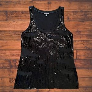 Express Black Sequin Tank | M
